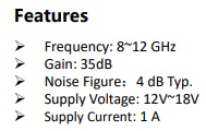 ローノイズアンプモジュール 8~12GHz 1W SAC1332