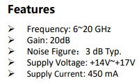 広帯域アンプモジュール 6~20GHz +28dBm SAC1340